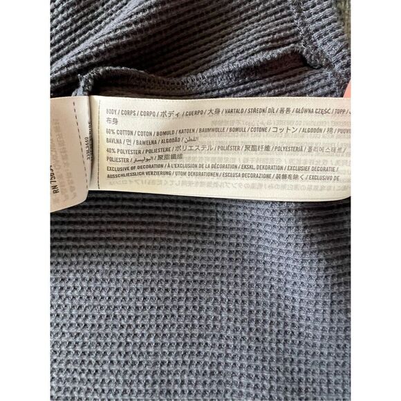 Hollister Slate Blue Gray Waffle Knit Cropped Full Zip Hoodie Women's Medium - Picture 4 of 5